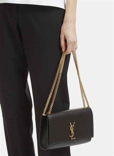 Saint Laurent Kate Medium Chain Bag in Grain De .